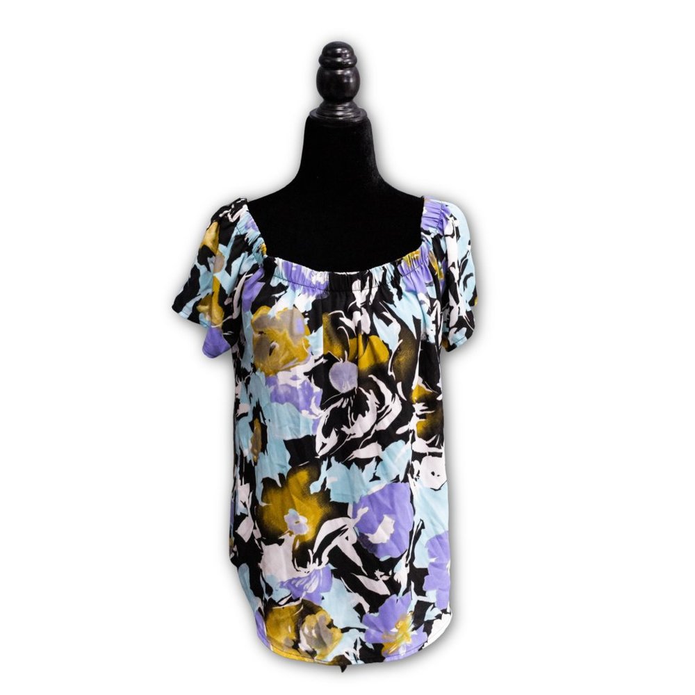NWT Allison Joy Floral Wide Neck, Off Shoulder Blouse